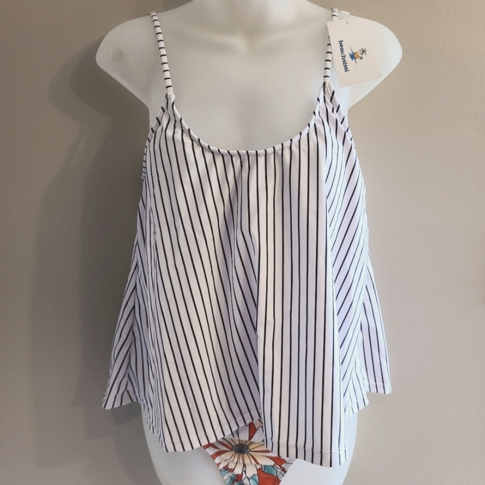 Black & White Striped Tankini